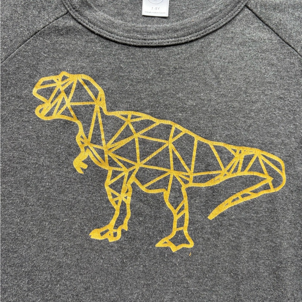 Gray Sweatshirt with Geometric Yellow Dino Graphic - Picture 2 of 5